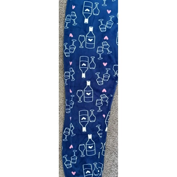 Joan Vass Velour Pajama Set Sz Large Blue Alexa Bring Me Wine 2 Piece Wine Heart - Picture 5 of 5